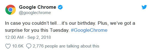 Google Chrome將迎來10周年紀(jì)念日，明日將放送驚喜